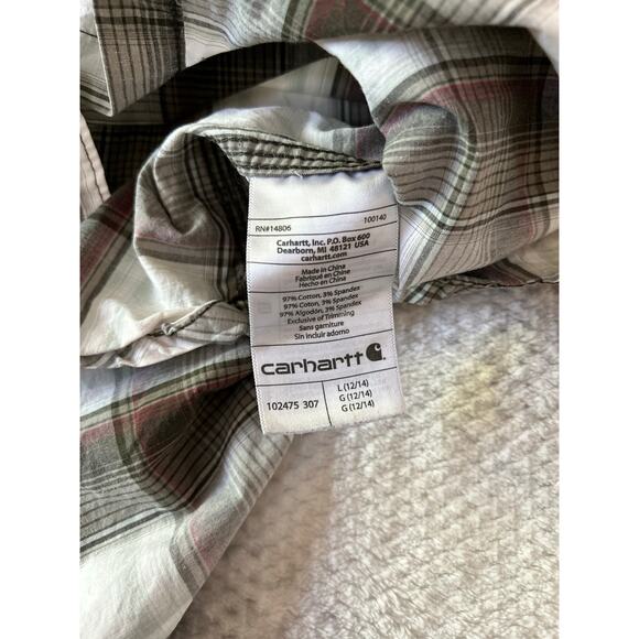 Carhartt Women's Button Down Huron Plaid Roll Long Sleeve Shirt Size Large - Picture 4 of 8